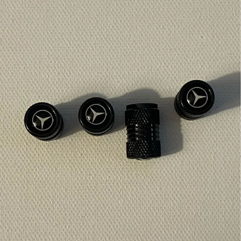 Mercedes Benz Logo valve Stem caps in black set of 4 NWT